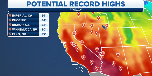 Friday potential record highs