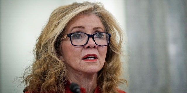 Sen. Marsha Blackburn (R-TN) questions Head of Instagram Adam Mosseri during a Senate Commerce, Science, and Transportation Committee hearing titled Protecting Kids Online: Instagram and Reforms for Young Users on Capitol Hill, December 8, 2021 in Washington, DC. Blackburn will be questioning Judge Ketanji Brown Jackson during Judiciary Committee Supreme Court hearings. (Photo by Drew Angerer/Getty Images)