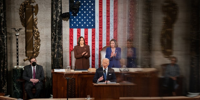 President Joe Biden delivers his state of the union address to Congress in the Capitol on March 01, 2022, in Washington, DC. 