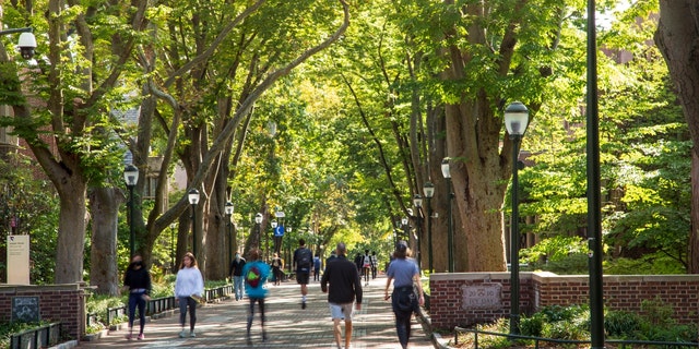 University campus with few students during Fall 2020, University of Pennsylvania, in Philadelphia. (Jumping Rocks/Education Images/Universal Images Group via Getty Images)