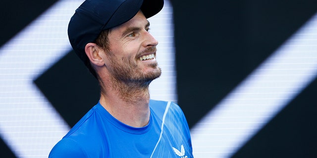 Andy Murray of Great Britain reacts in his second round singles match against Taro Daniel of Japan during day four of the 2022 Australian Open at Melbourne Park on January 20, 2022, in Melbourne, Australia. 