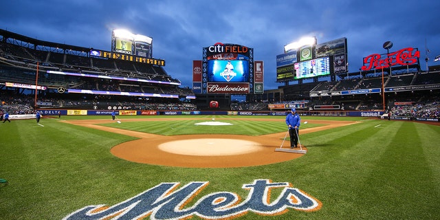Citi Field, which will host its first-ever postseason game on when the New York Mets face off against the Los Angeles Dodgers for Game 3 of the National League Division Series on October 12, is pictured prior to the second game of a day-night doubleheader between the Washington Nationals and the New York Mets at Citi Field in Flushing, N.Y. (Joshua Sarner/Icon Sportswire via Getty Images)