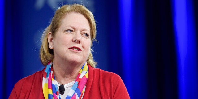 FILE - Ginni Thomas, wife of Supreme Court Justice Clarence Thomas and a special correspondent for The Daily Caller, speaks at the Conservative Political Action Conference (CPAC) in Oxon Hill, Md., Feb. 23, 2017. 