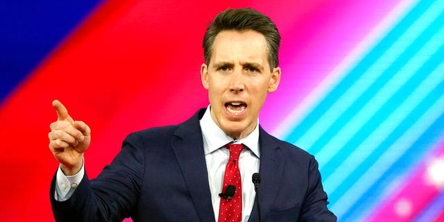 Sen. Josh Hawley, R-Mo., speaks at the Conservative Political Action Conference (CPAC) Feb. 24, 2022, in Orlando, Fla. 