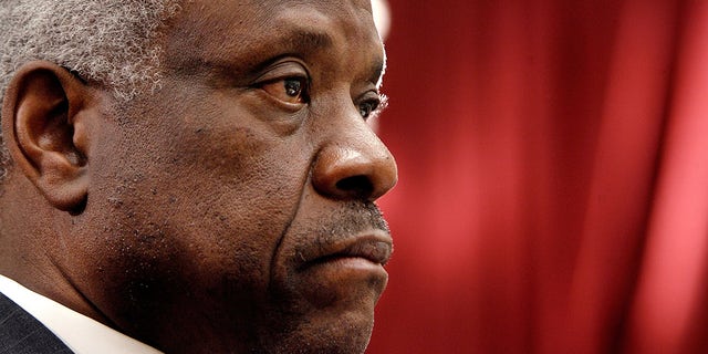 Justice Clarence Thomas testifies before the House Financial Services and General Government Subcommittee on Capitol Hill March 13, 2008 in Washington, DC.