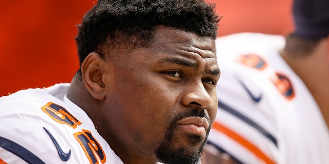 Sep 15, 2019; Denver, CO, USA; Chicago Bears linebacker Khalil Mack (52) on the bench before the game against the Denver Broncos at Empower Field at Mile High.