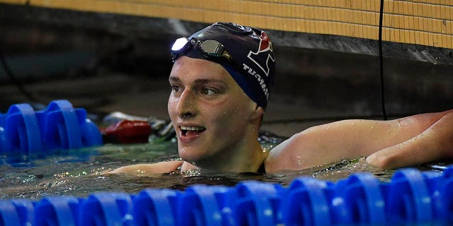 Lia Thomas looks on after winning the Women's 500 Yard Freestyle during the 2022 NCAA Division I Women's Swimming &amp;amp; Diving Championship at the McAuley Aquatic Center on the campus of the Georgia Institute of Technology on March 17, 2022 in Atlanta, Georgia.