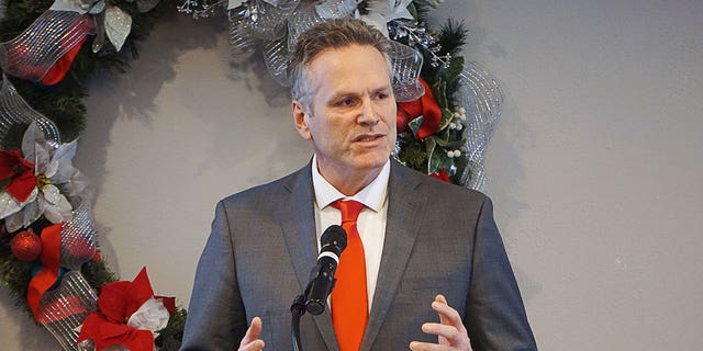 Alaska Governor Mike Dunleavy speaks at the Petroleum Club in Anchorage, Alaska, U.S. January 15, 2020. Picture taken January 15, 2020.