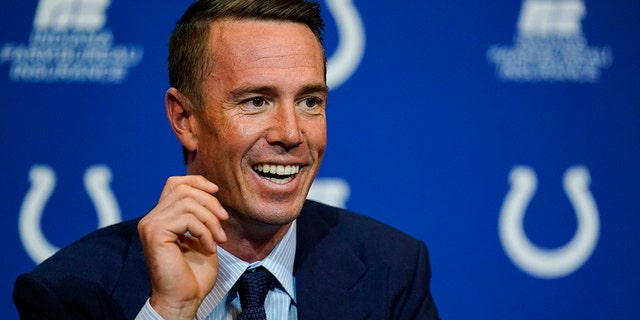 Indianapolis Colts quarterback Matt Ryan speaks during a news conference at the NFL team's practice facility in Indianapolis, Tuesday, March 22, 2022.