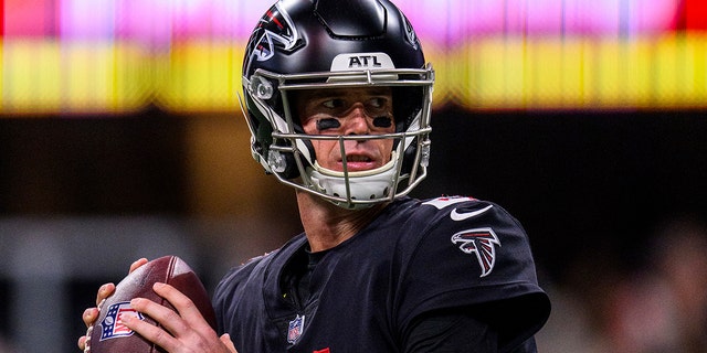 FILE - Atlanta Falcons quarterback Matt Ryan (2) warms up before an NFL football game against the New Orleans Saints, Sunday, Jan. 9, 2022, in Atlanta.  The Indianapolis Colts acquired quarterback Matt Ryan in a trade Monday, March 21, 2022, with the Atlanta Falcons, The Associated Press has learned.