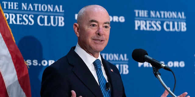 Secretary of Homeland Security Alejandro Mayorkas speaks during a news conference at The National Press Club in Washington, on Thursday, Sept. 9, 2021. (AP Photo/Jose Luis Magana)