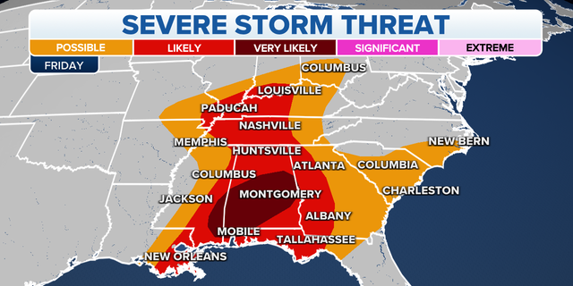 Southeast severe storm threat