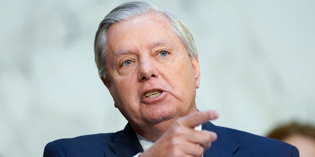 Sen. Lindsey Graham, R-S.C., questions Supreme Court nominee Ketanji Brown Jackson during a Senate Judiciary Committee confirmation hearing on Capitol Hill in Washington, Tuesday, March 22, 2022.