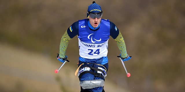 Taras Rad of Team Ukraine competes in the Para Cross-Country Skiing during day two of the Beijing 2022 Winter Paralympics at on March 06, 2022, in Zhangjiakou, China.