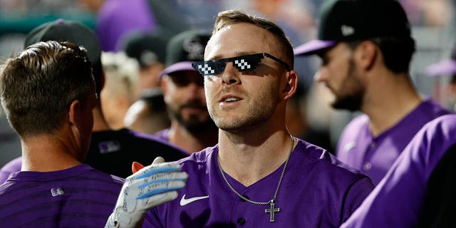 Trevor Story of the Colorado Rockies celebrates hitting a solo home run against the Philadelphia Phillies at Citizens Bank Park Sept. 10, 2021, in Philadelphia. 