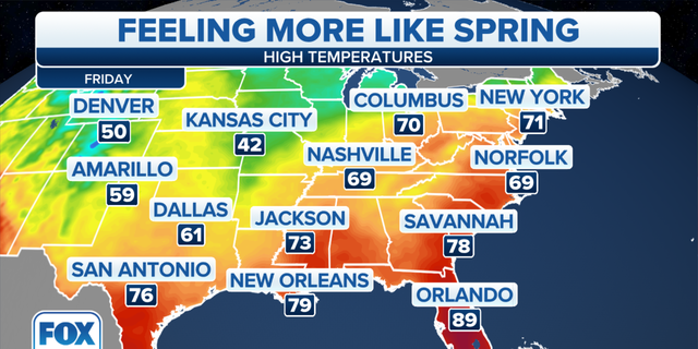 Warmer temperatures across the U.S.