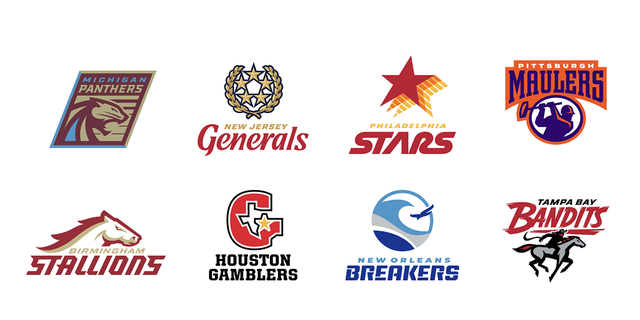 The eight teams who will be competing in 2022 in the USFL.