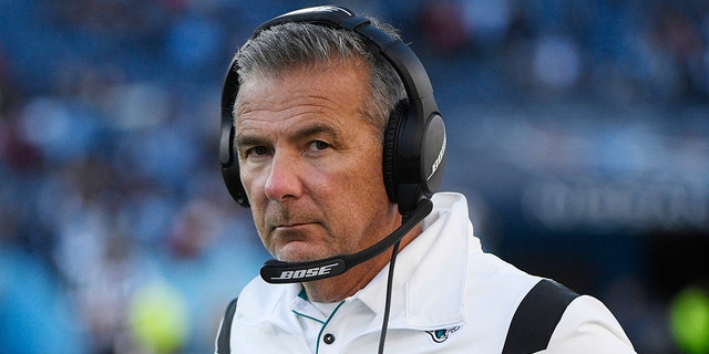 Jacksonville Jaguars head coach Urban Meyer on the sidelines against the Tennessee Titans during the second half Dec. 12, 2021, at Nissan Stadium in Nashville, Tennessee.