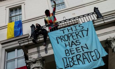 Demonstrators removed from London mansion linked to oligarch Deripaska