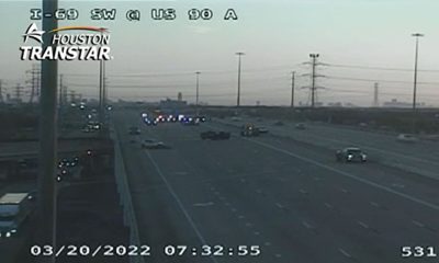 Sugar Land PD officer and driver in critical condition after separate wrecks on 59; SB lanes at 90A closed