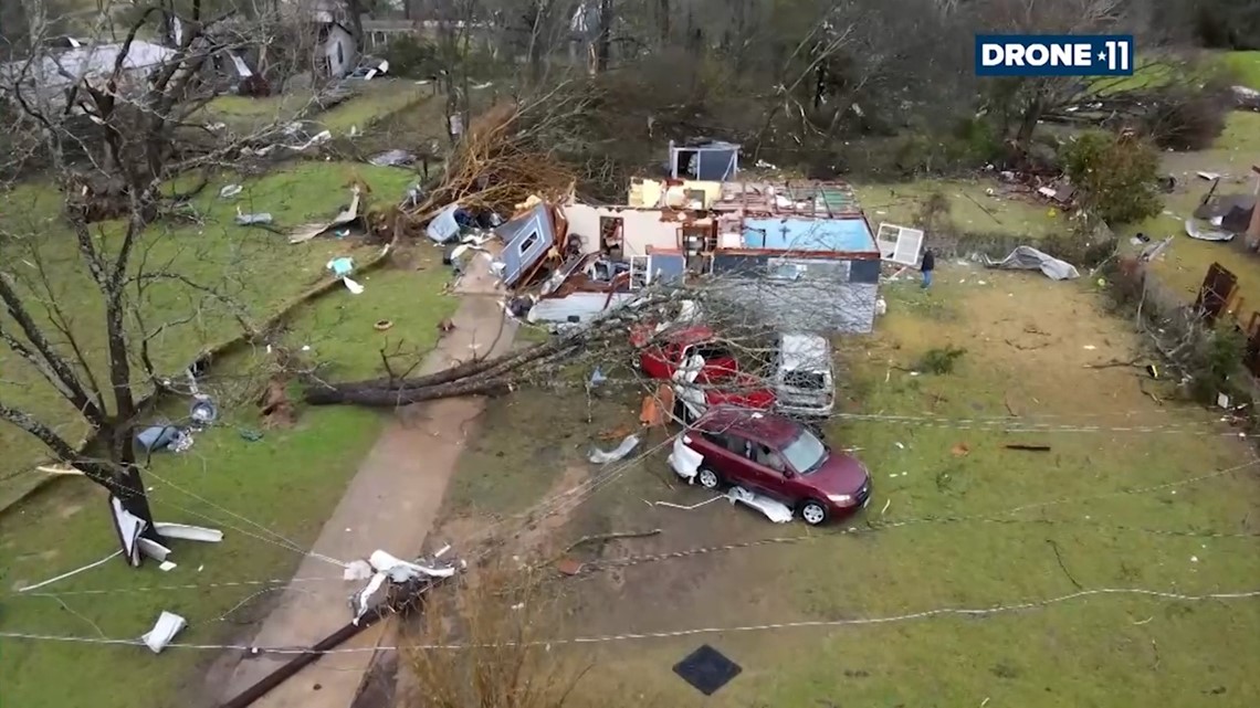 Relief efforts underway in Texas, Louisiana after tornadoes tear through both states