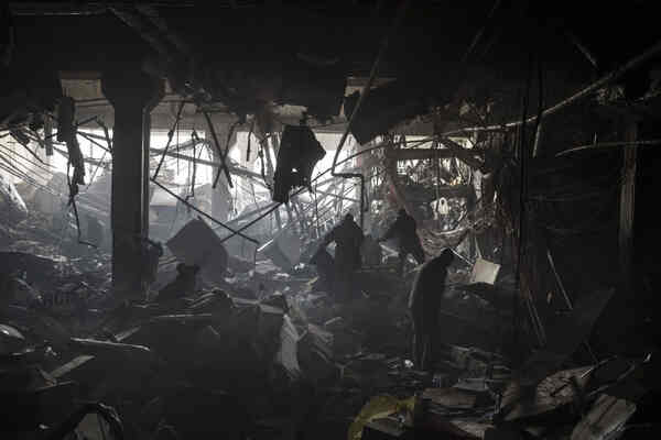 Wreckage inside a retail store.