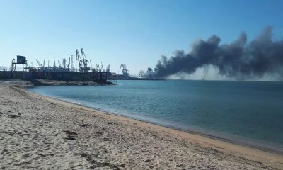 Ukrainian forces claim to destroy a Russian landing ship.