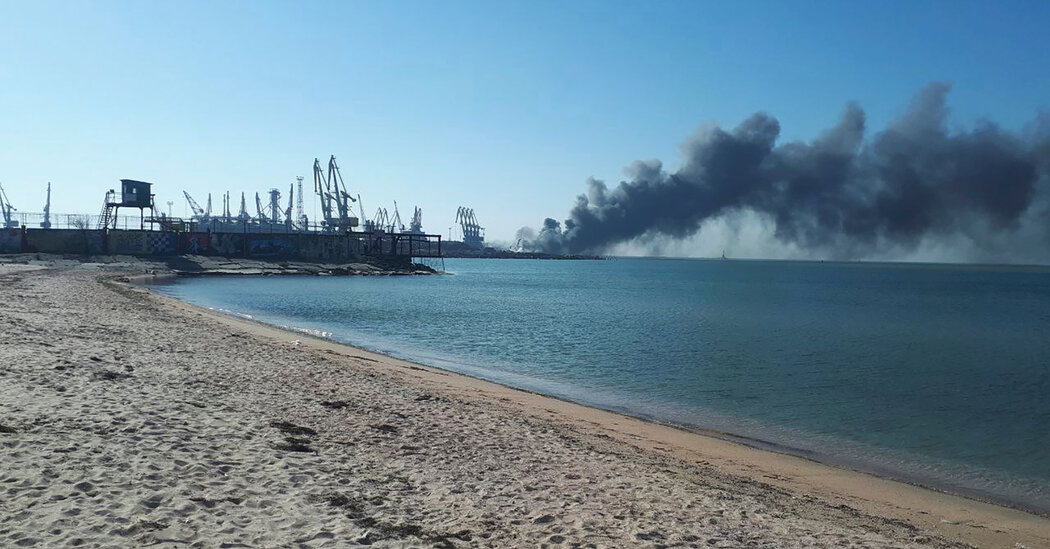 Ukrainian forces claim to destroy a Russian landing ship.