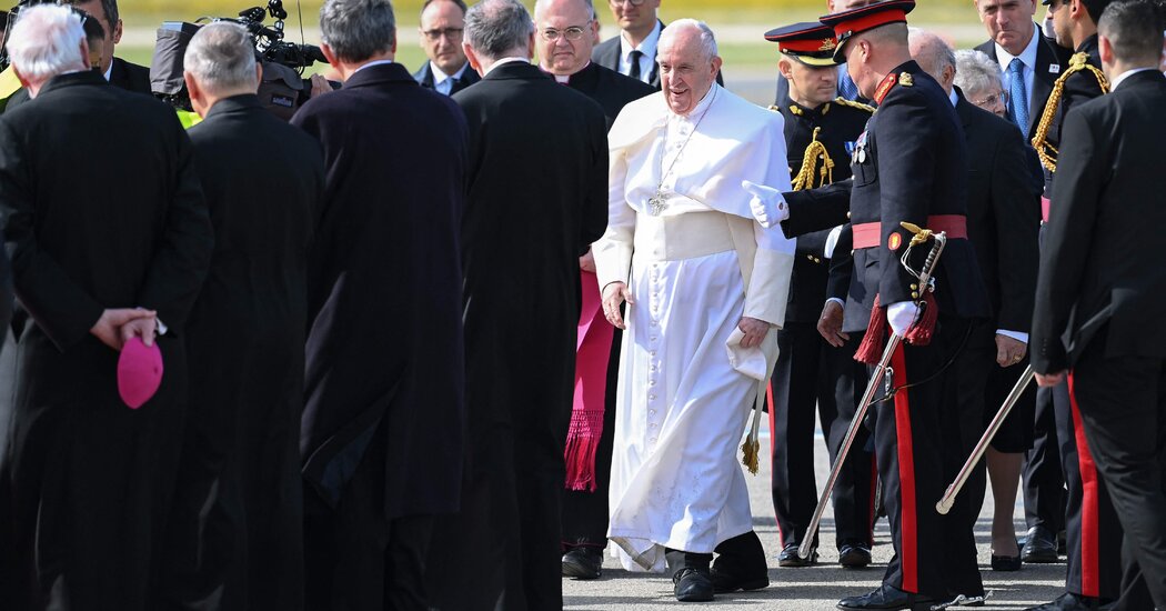 Pope Francis alludes to Putin’s bringing ‘dark shadows of war’ to Ukraine.