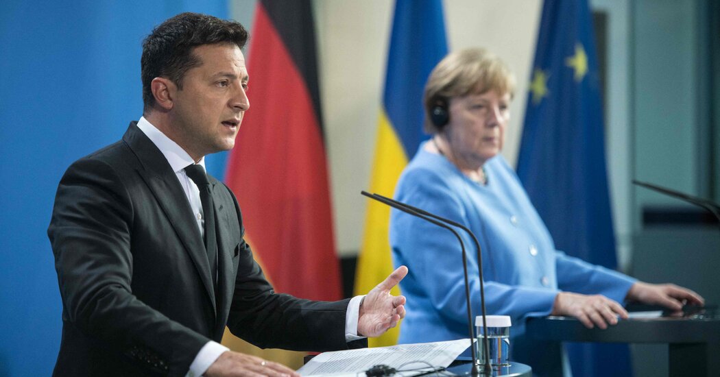 Zelensky blasts Merkel and Sarkozy for denying Ukraine NATO membership.