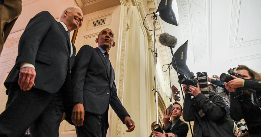 With a Few Jokes, Biden and Obama Revisit the ‘Good Old Days’