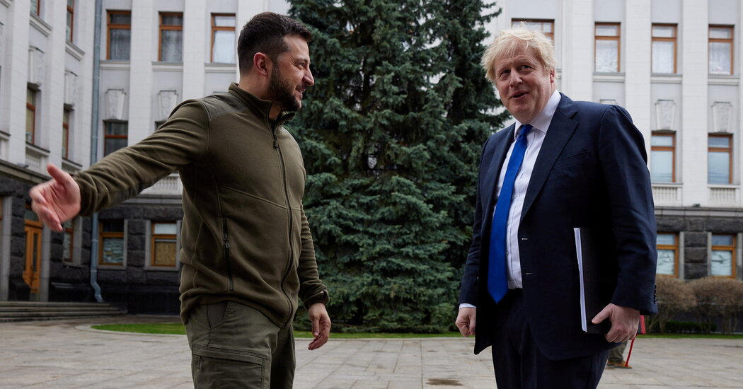 Boris Johnson visits Kyiv, as Britain promises Ukraine armored vehicles and anti-ship weapons.