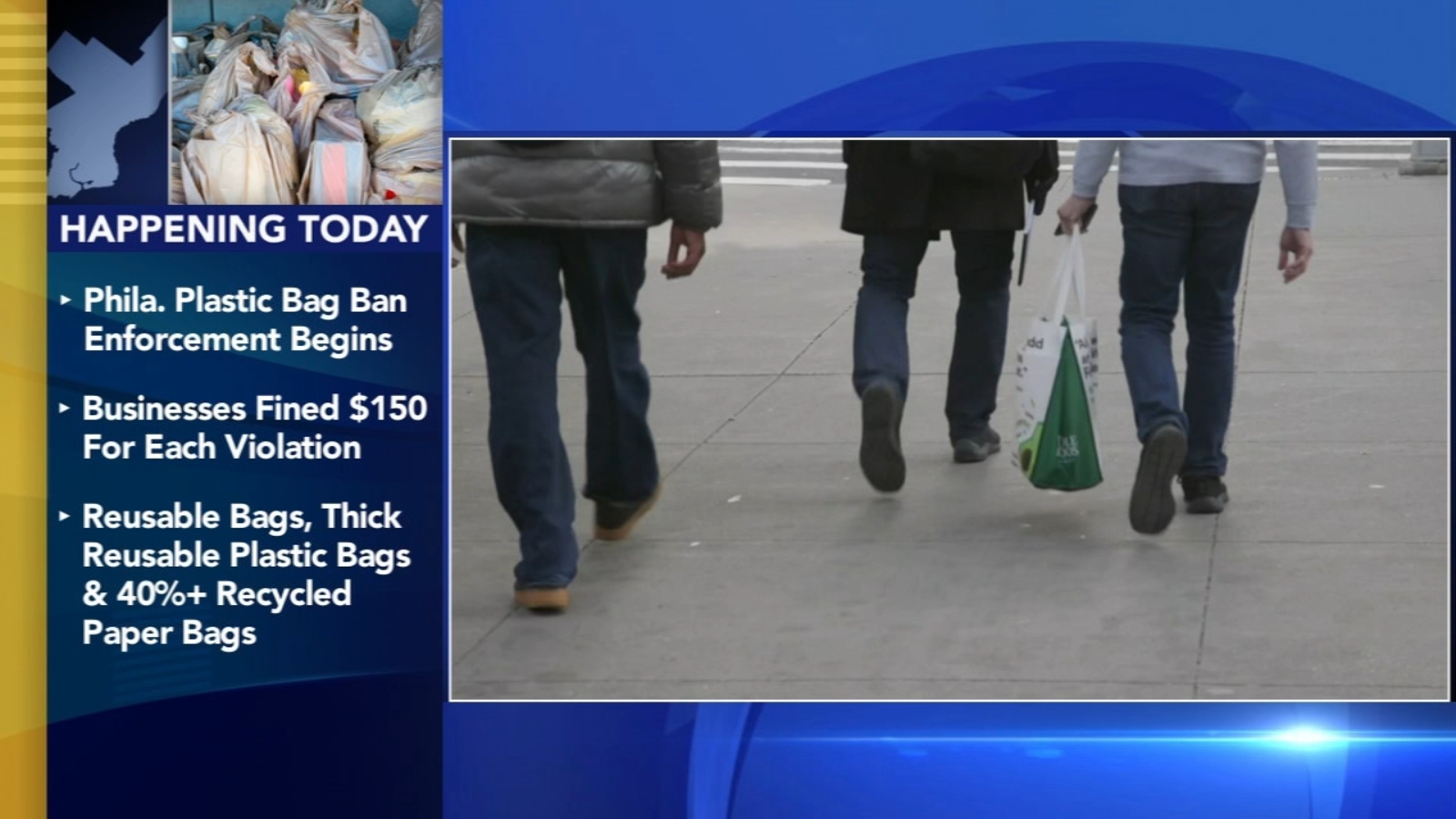 Philadelphia to begin enforcing ban on single-use plastic bags