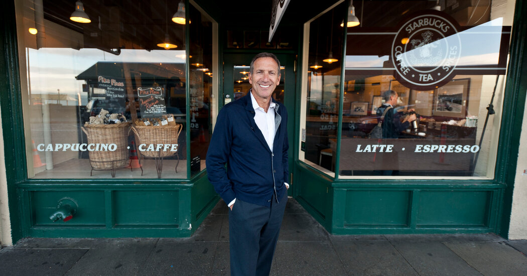 Starbucks chief talks of possible benefits for nonunionized employees.