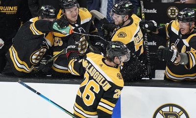 Bruins bust out for 8-1 victory over Devils as Tuukka Rask honored