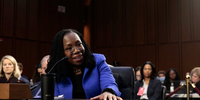  U.S. Supreme Court nominee Judge Ketanji Brown Jackson speaks during her confirmation hearing before the Senate Judiciary Committee in the Hart Senate Office Building on Capitol Hill March 23, 2022