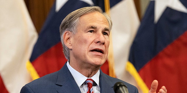 Texas Governor Greg Abbott at a press conference at the Texas State Capitol in Austin on Monday, May 18, 2020.