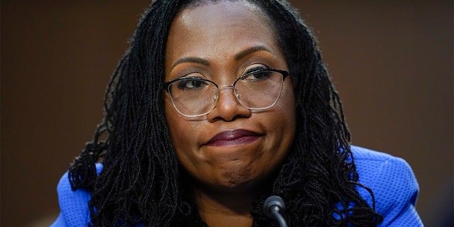 Supreme Court nominee Ketanji Brown Jackson testifies during her Senate Judiciary Committee confirmation hearing on Capitol Hill in Washington, Wednesday, March 23, 2022. 