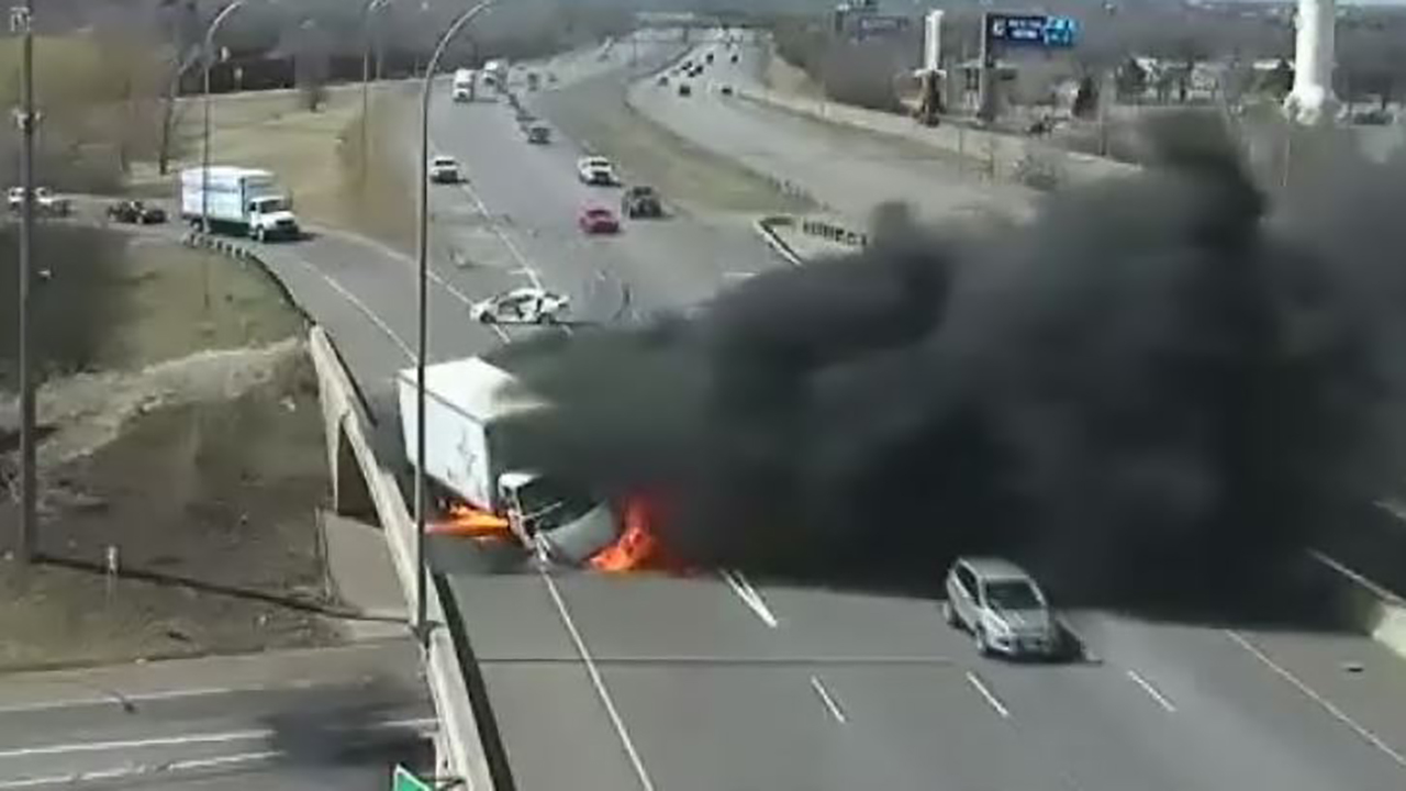 Box truck explodes after crash on Minnesota highway, video shows