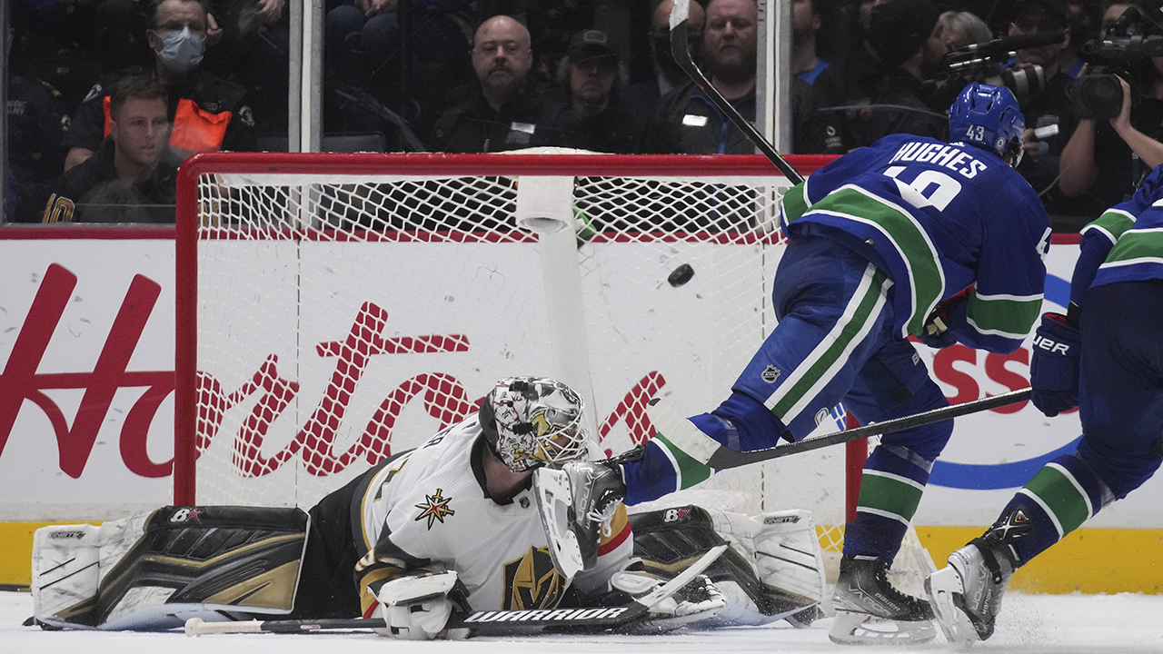 Quinn Hughes scores early in OT, Canucks top Golden Knights