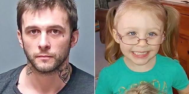 Left: Adam Montgomery, who police arrested on child abuse and endangerment charges in connection with an alleged assault on his daughter from 2019 and her disappearance. Right: Missing Harmony Montgomery