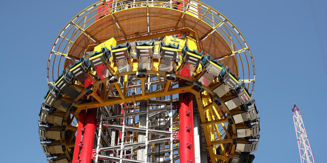 The Orlando FreeFall drop tower in ICON Park in Orlando, Fla., March 28, 2022. Tyre Sampson, 14, was killed when he fell from the ride.