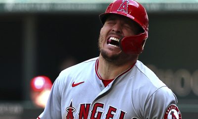 Angels’ Mike Trout plunked in win over Texas, X-rays negative