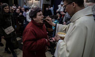 Worshipers filled pews in Lviv on Easter Sunday.