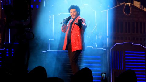 The Weeknd performs during the Pepsi Super Bowl LV Halftime Show at Raymond James Stadium on February 7, 2021, in Tampa, Florida. 