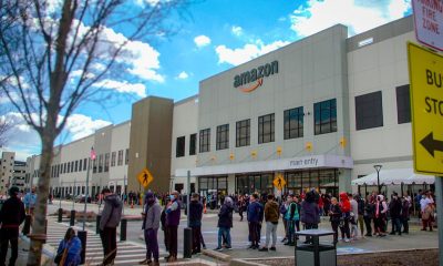 Amazon workers at New York warehouse vote to form company’s first US union