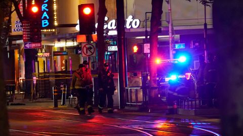 Emergency personnel work at the scene of a mass shooting in Sacramento, California, early Sunday.