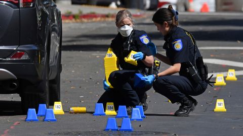 Sacramento Police crime scene investigators on 10th Street.