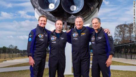 Ax-1 Crew (left to right) Larry Connor, Mark Pathy, Michael López-Alegría, and Eytan Stibbe.