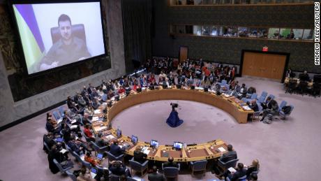 Ukraine&#39;s Zelensky questions UN Security Council&#39;s mandate in speech on alleged Russian atrocities